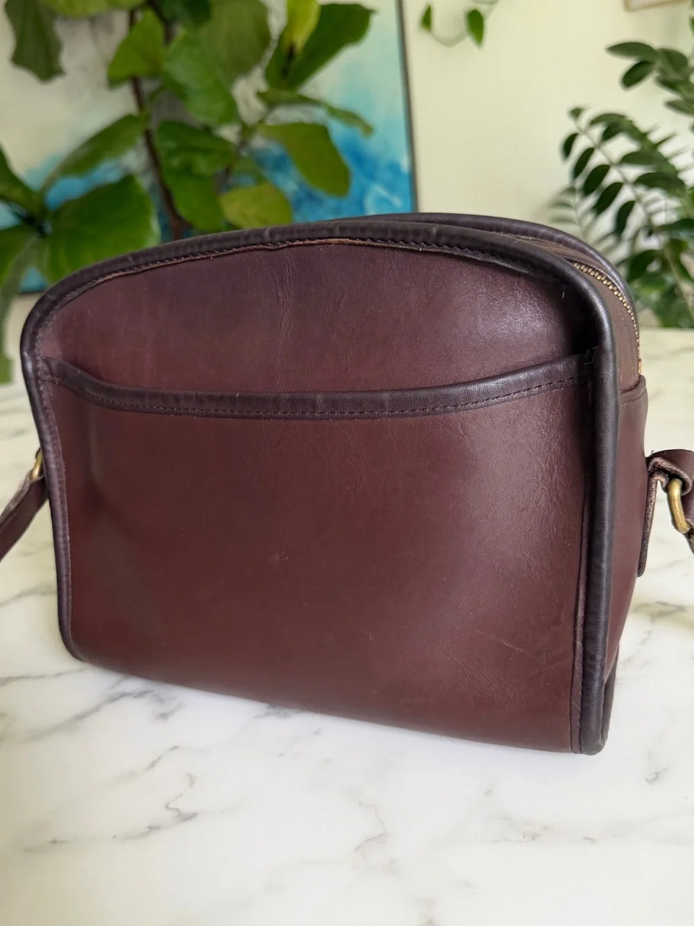 Coach Vintage Metropolis Zip Crossbody Bag 9087 Mahogany Leather 90's w/ Key Fob - Picture 3 of 16